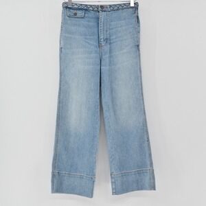 CURRENT ELLIOTT Womens Wide Leg Jeans 8 Braided Waist Cropped Denim Western Boho